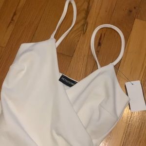 White pretty little things asymmetrical mini dress